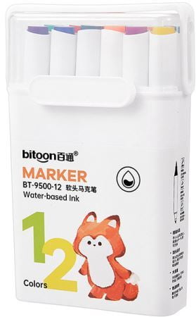 Bitoon Water Based Ink Marker Kids Pk/12 9500 (NV)