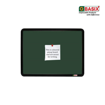OBASIX® Superior Series Pin-up/Notice Board Green with 20 Push-pins| Powder Coated Black Frame