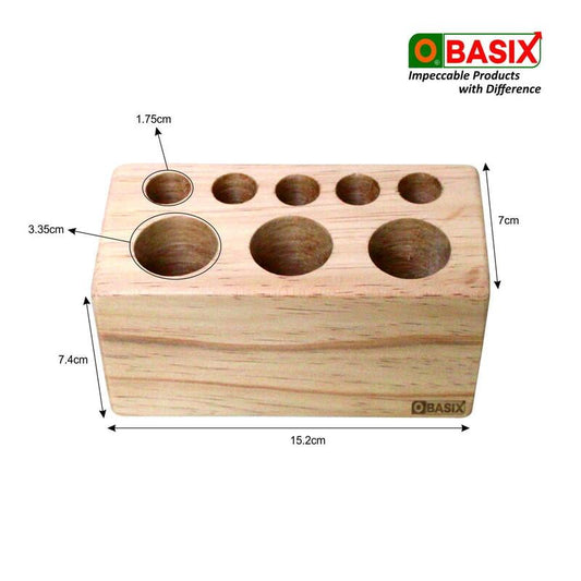 OBASIX Wooden Pen Stand for Study Table Office Desk Organizer|Natural Wooden Pen Pencil Holder|Unique Design Stationary Storage-PS05