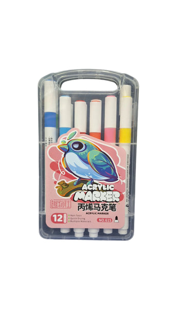 615 Acrylic Marker Set – 12 Vibrant Colors