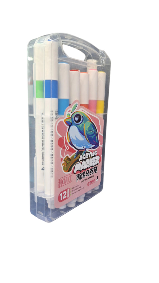 615 Acrylic Marker Set – 12 Vibrant Colors