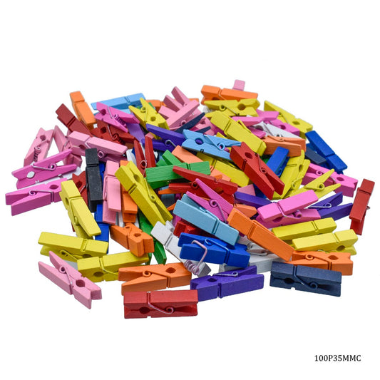 Wooden Clip 35MM 100pcs Color 100P35MMC(JG)