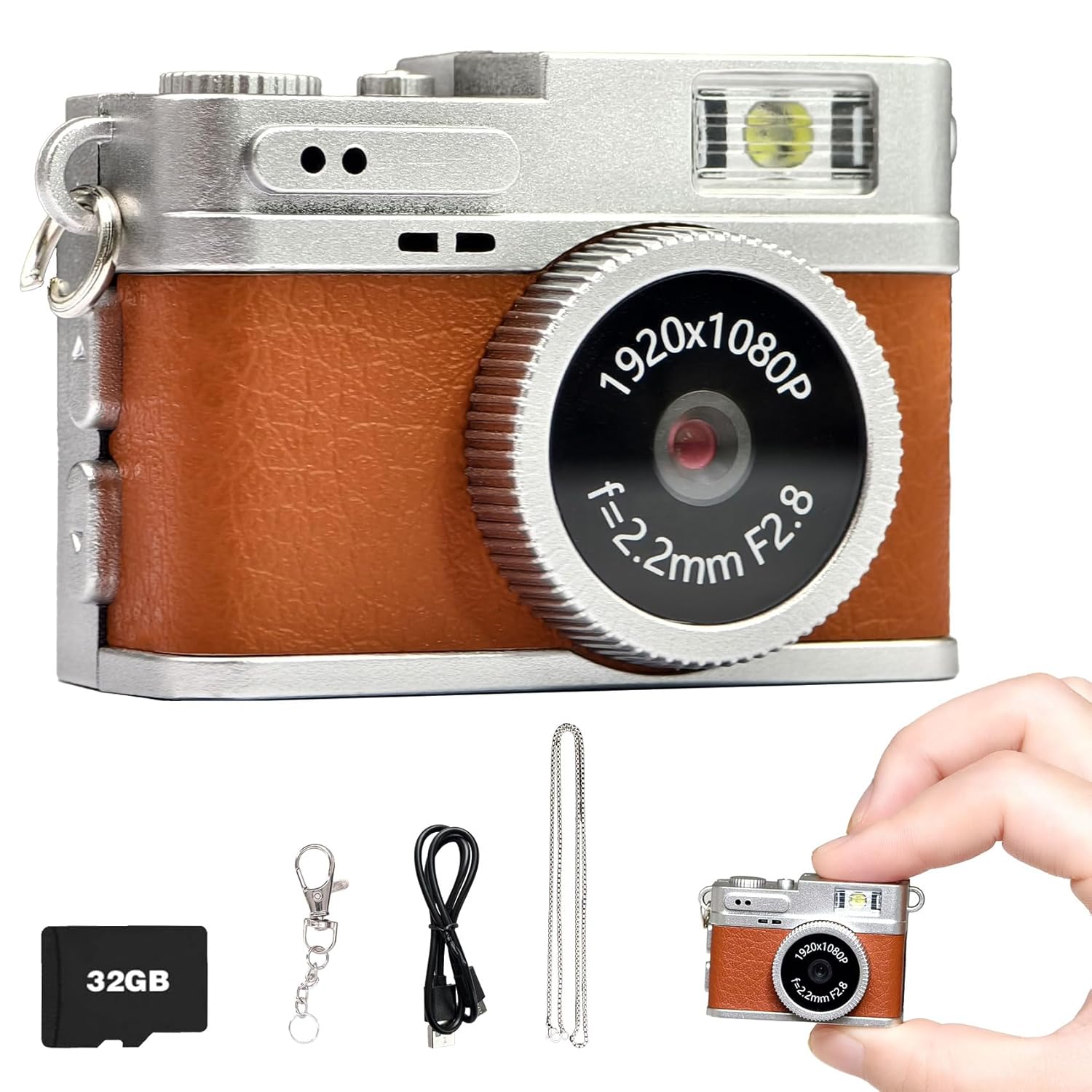 Mini Retro Camera,1080P Keychain Camera, Nostalgic Vintage Tiny Digita