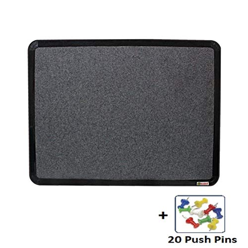 OBASIX® Superior Series Pin-up/Notice Board Mid Grey with 20 Push-pins| Powder Coated Black Frame