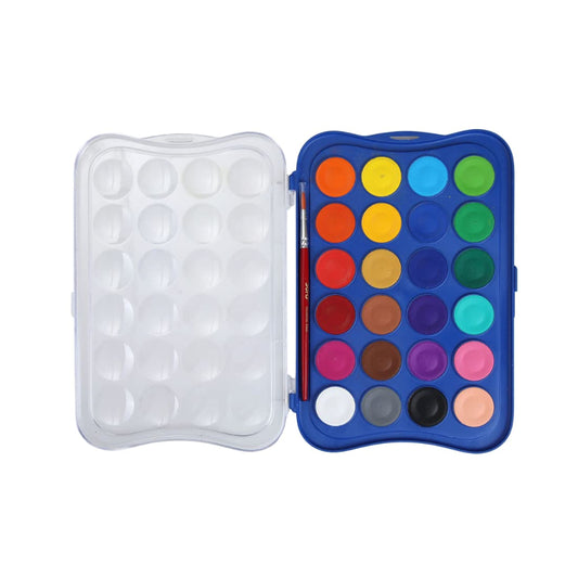 Doms Water Colour Cakes Set of 24 Shades (30mm) with Palette Lid | Student Watercolors