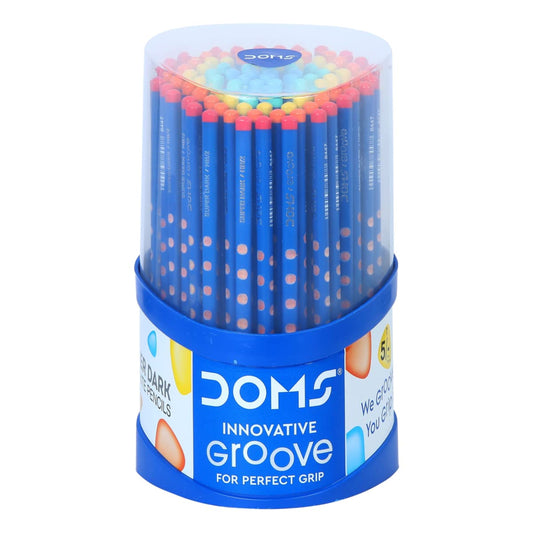 Doms Groove Super Dark Graphite Pencils | Innovative Groove For Perfect Grip | Tumbler Set Of 100 Pieces