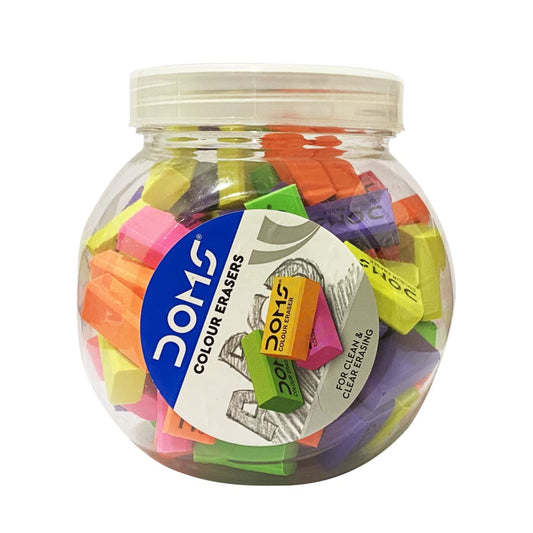 Doms Color Erasers Jar Pack | Dust-Free Erasers for Clean & Clear Erasing