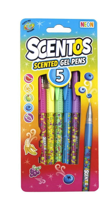 Scentos 5 Neon Gel Pens – Bright, Smooth & Scented Writing Pens