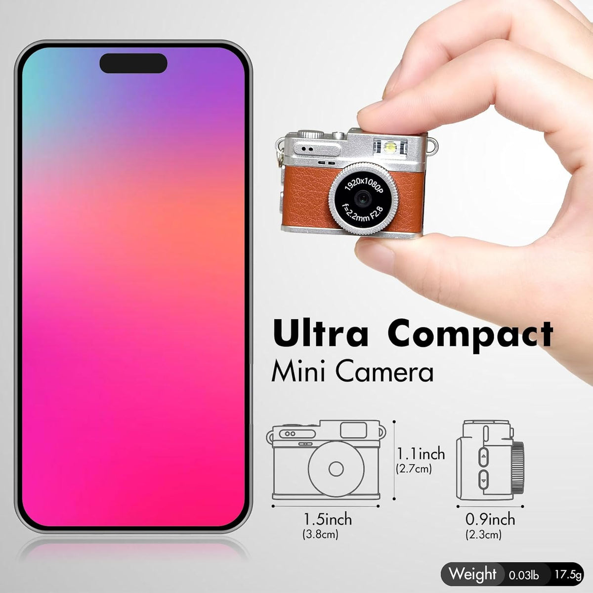 Mini Retro Camera,1080P Keychain Camera, Nostalgic Vintage Tiny Digita