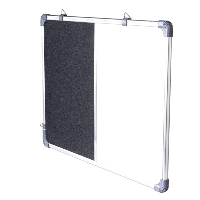OBASIX® CLASSIC Series Combination Board (Non-Magnetic Whiteboard with Mid-Grey Pin-up Notice Board) | Aluminium Frame