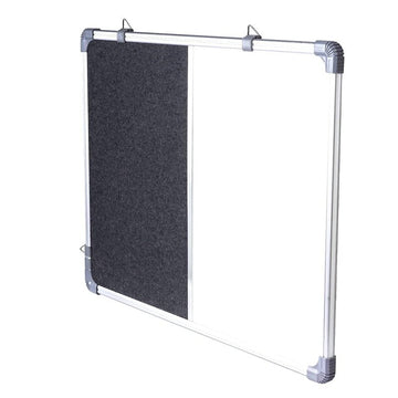 OBASIX® CLASSIC Series Combination Board (Non-Magnetic Whiteboard with Mid-Grey Pin-up Notice Board) | Aluminium Frame