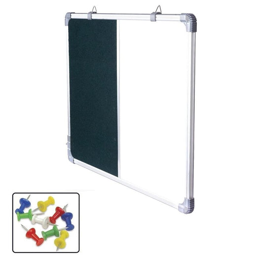 OBASIX® CLASSIC Series Combination Board (Non-Magnetic Whiteboard with Green Pin-up Notice Board) | Aluminium Frame