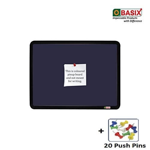 OBASIX® Superior Series Pin-up/Notice Board Blue with 20 Push-pins| Powder Coated Black Frame