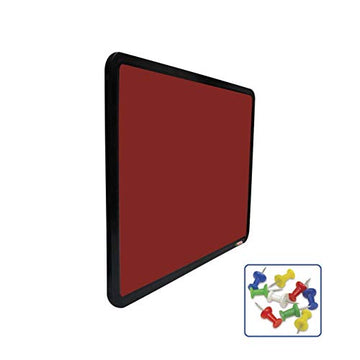 OBASIX® Superior Series Pin-up/Notice Board Maroon with 20 Push-pins| Powder Coated Black Frame