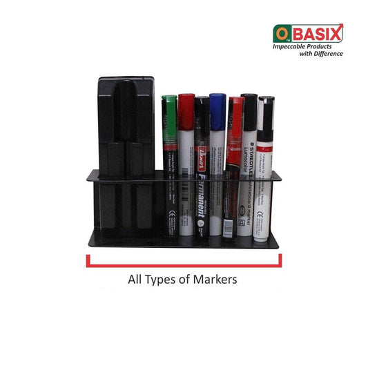 OBASIX Whiteboard Marker Holder (Magnetic) for School Collage Office|With Two Super Strong Magnets (Black)
