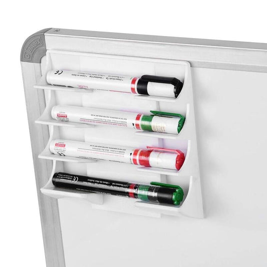 OBASIX® White Board Marker Holder Magnetic with Two Super Strong Magnets | Colour White, Material: ABS