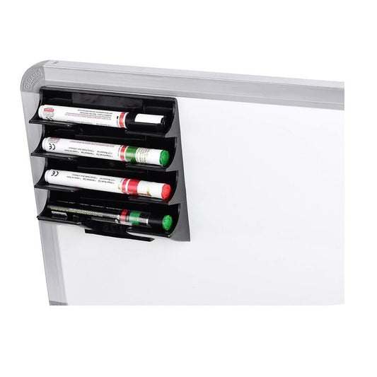 OBASIX® White Board Marker Holder Magnetic with Two Super Strong Magnets | Colour Black,Material: ABS