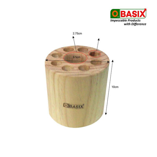 OBASIX® Wooden Pen Stand/Desk Organizer| Natural Wooden Round Pen Pencil Holder PS04