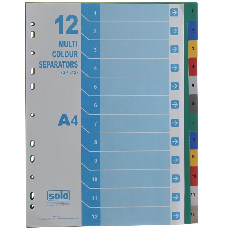 Note Seperators Solo Sheet Seperators 1-12 SP312 (Pack of 6)