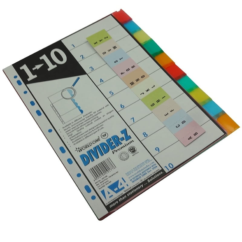 World One Sheet Seperators 1-10 DV 110R