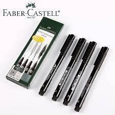 Faber Castell Artist Pens Black Set of 4 (167100)