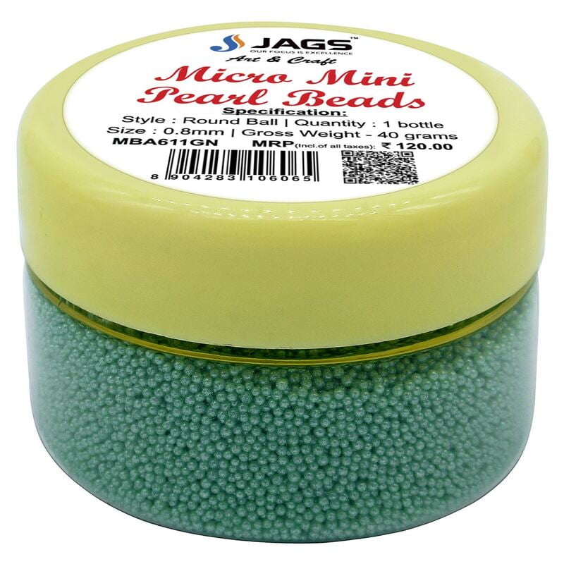 Micro Mini Pearl Beads 45gm Green MBA611GN (Jg)