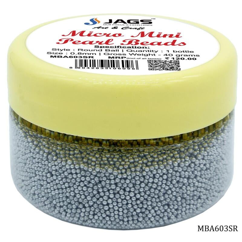 Micro Mini Pearl Beads 45 gm Silver MBA603SR (JG)