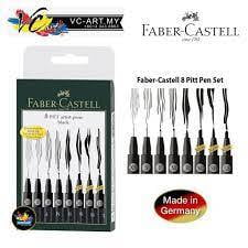 Faber Castell Artist Pens Black Set of 8 (167137)