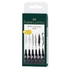 Faber Castell Artist Pens Black Set of 6 (167116)