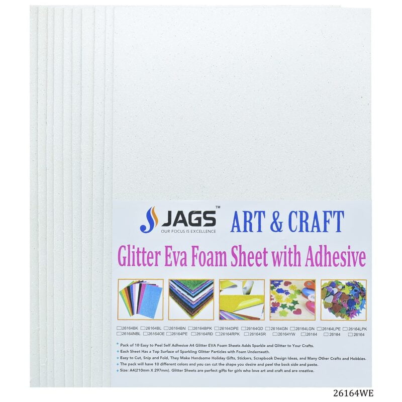 A4 Glitter Foam Sheet With Sticker White 26164WE(JG)