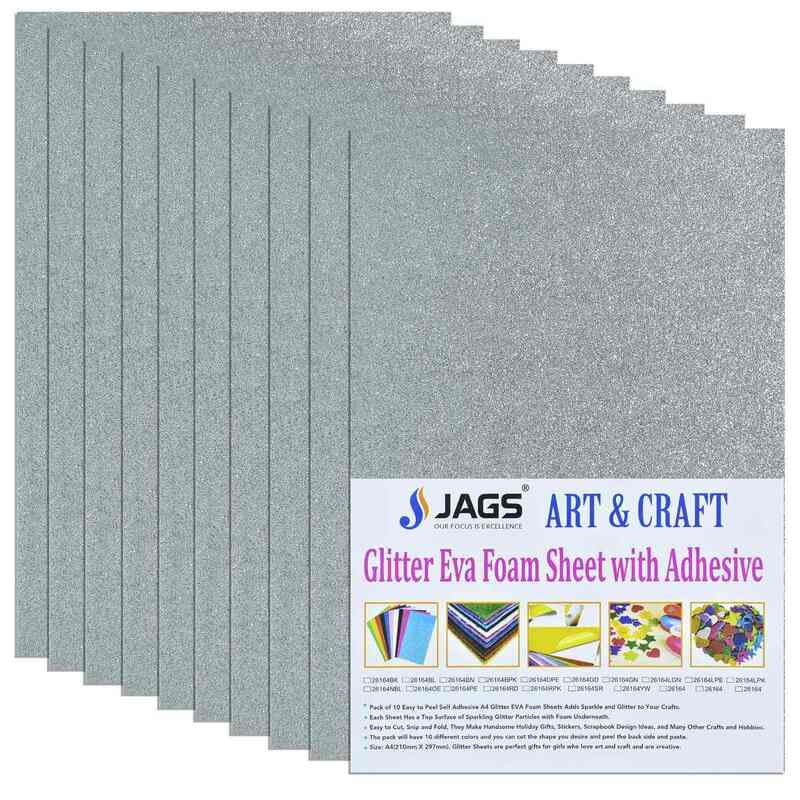 A4 Glitter Foam Sheet With Sticker Silver 26164SR(JG)