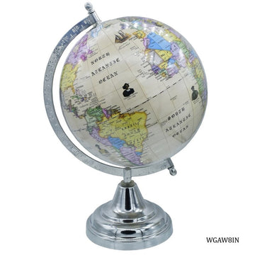 World Globe Decosative Antique Silver Base 8 inch WGAW8IN (JG)