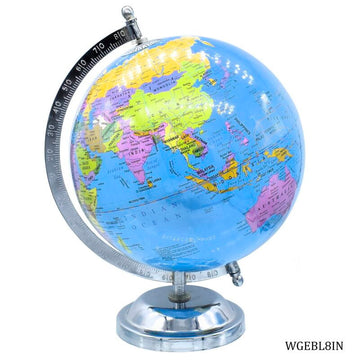 World Globe Educational Blue Silver Base 8 inch WGEBL8IN (JG)