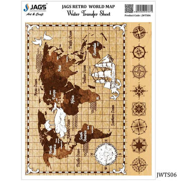 Water Transfer Sheet Retro World Map JWTS06(JG)