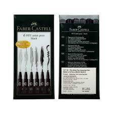 Faber Castell Artist Pens Black Set of 6 (167116)