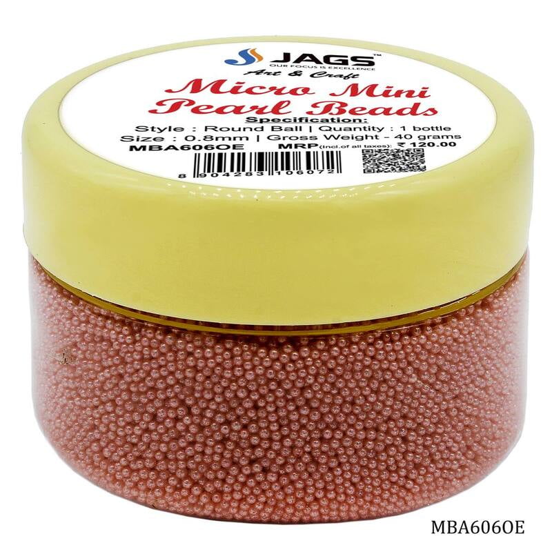 Micro Mini Pearl Beads 45 gm Orange P MBA606OE (JG)