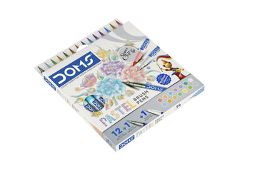 Doms Brush Pens Pastel Set of 14 | Flexible Tip Art Pens for Drawing & Lettering