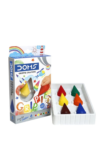 Doms Easy Grip Crayons for Kids – 6 Colour Box Pack for Early Learning & Colouring