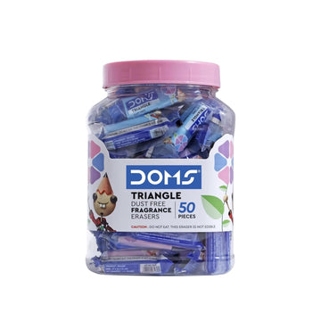 Doms Triangular Dust Free Fragrance Erasers Jar Pack | Clean Erasing for Students