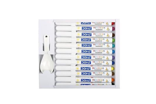 Doms Floating Markers Set of 12 Colours with Ceramic Spoon | Magic Water Floating Art Pens