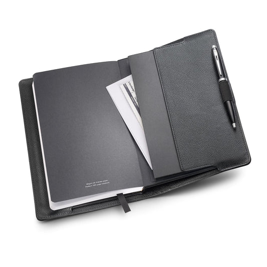 Sheaffer 100 G9338 Gift Set | Glossy Black with Chrome Plated Trims Ballpoint Pen with Leather Notebook Jacket