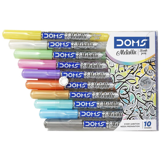 DOMS Metallist Series Metallic Brush Pen (10 Assorted Shades)