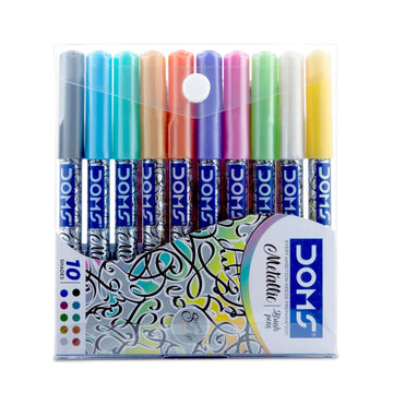 DOMS Metallist Series Metallic Brush Pen (10 Assorted Shades)