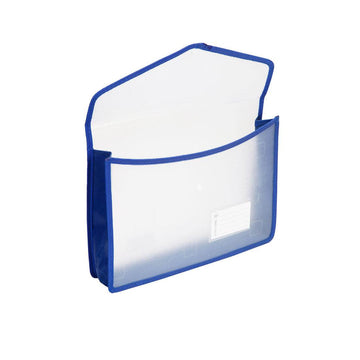 Worldone Flexi Document Bag Button Folder with Name Card Pocket, Machine Fitted Snap Button, Edge Binding, Cross line PP for Durability Expandable Design, DC217 FC Size