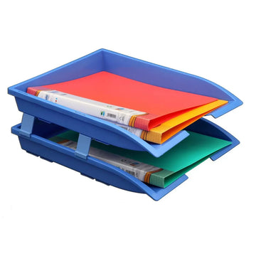 Paper & File Tray Set of 2 – Stackable Desk Organizer