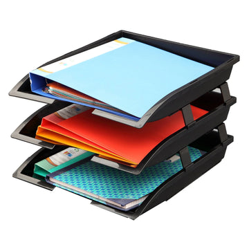 Paper & File Tray Set of 3 – Stackable Desk Organizer