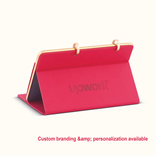 Luxury Leather Table Calendar with Pocket & Metallic Golden Body