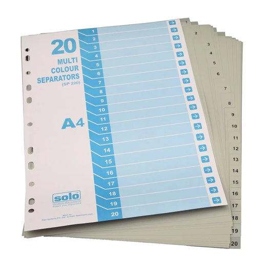 Solo Plastic Separators – 1 to 20 Tabs | 1 to 31 Tabs | A4