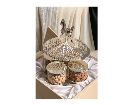 Golden Horse Dry Fruit & Sweets Serving Tray