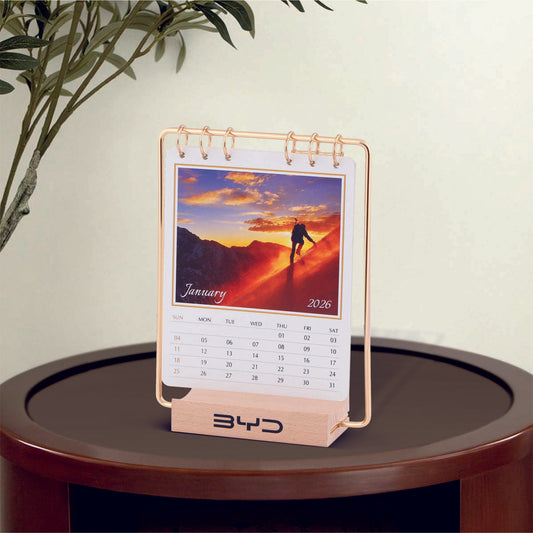 Wooden with Metal Body Table Calendar
